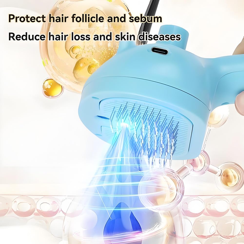 3 in 1 Pet Steam Brush with silicone Bristle Head 360 Rotating